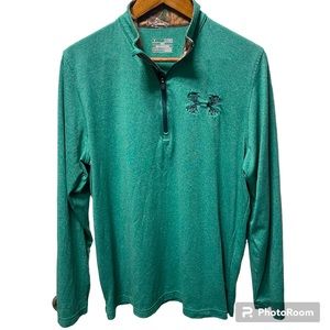 Under Armour Heat Gear Loose Mens XL Green Hunting Long Sleeve Quarter Zip